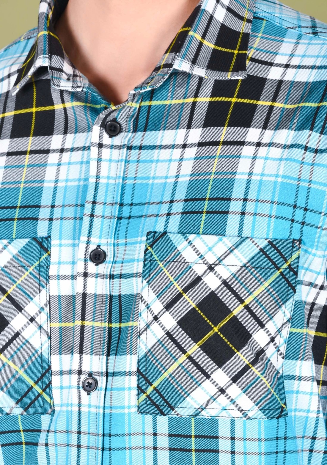 Blue Flannel Regular Fit Men's Check Shirt