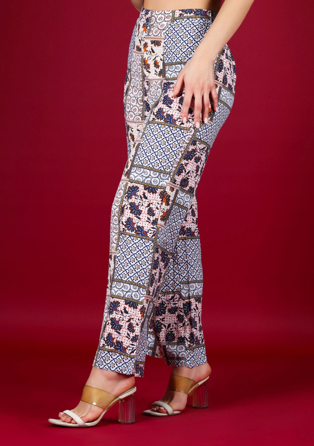 Multi Patch Print Rayon Palazzo Pant