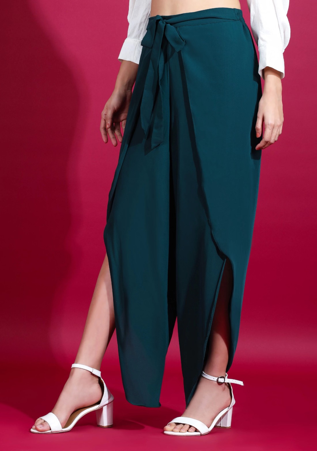 Green Wrap Around Heavy Georgette Pant