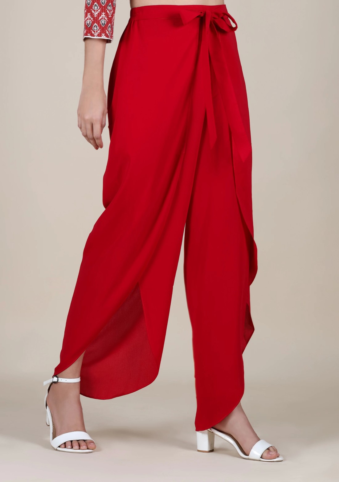 Red Wrap Around Heavy Georgette Pant