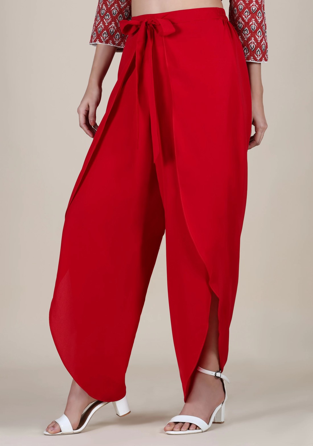 Red Wrap Around Heavy Georgette Pant