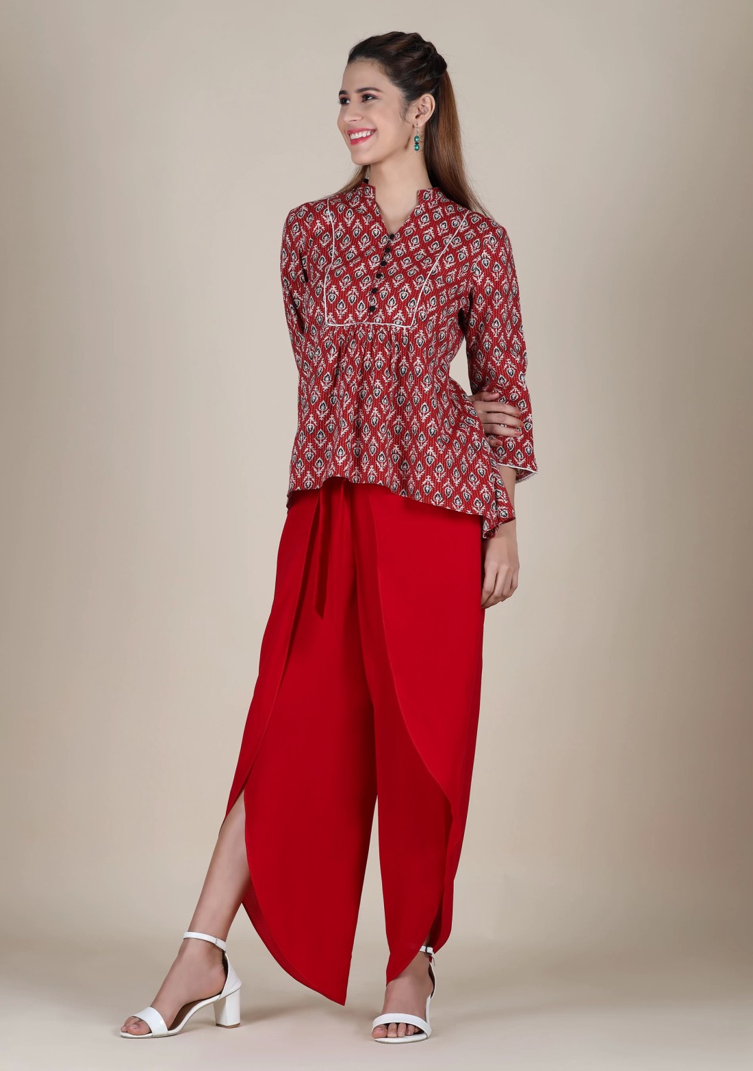 Red Wrap Around Heavy Georgette Pant