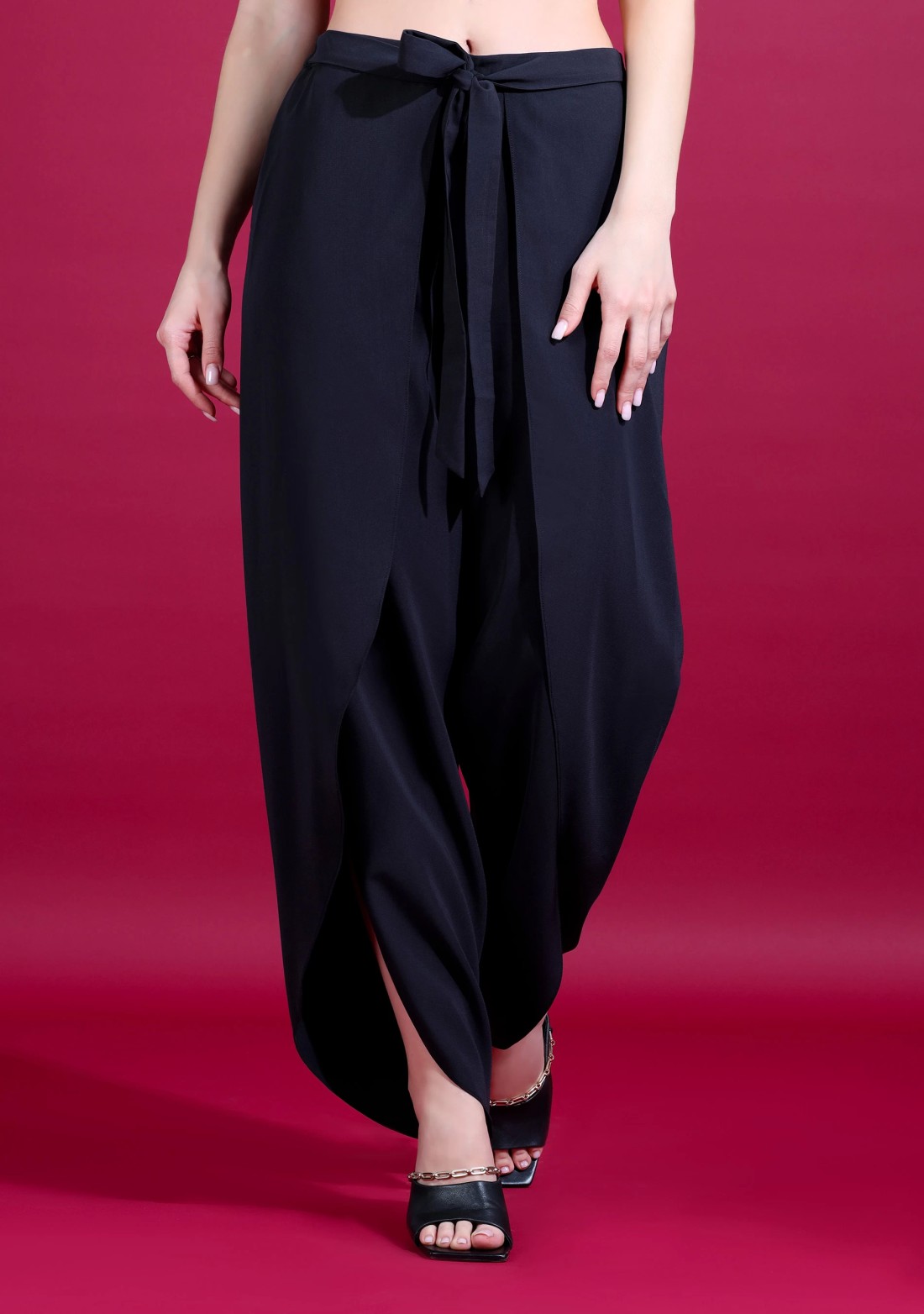 Black Wrap Around Heavy Georgette Pant