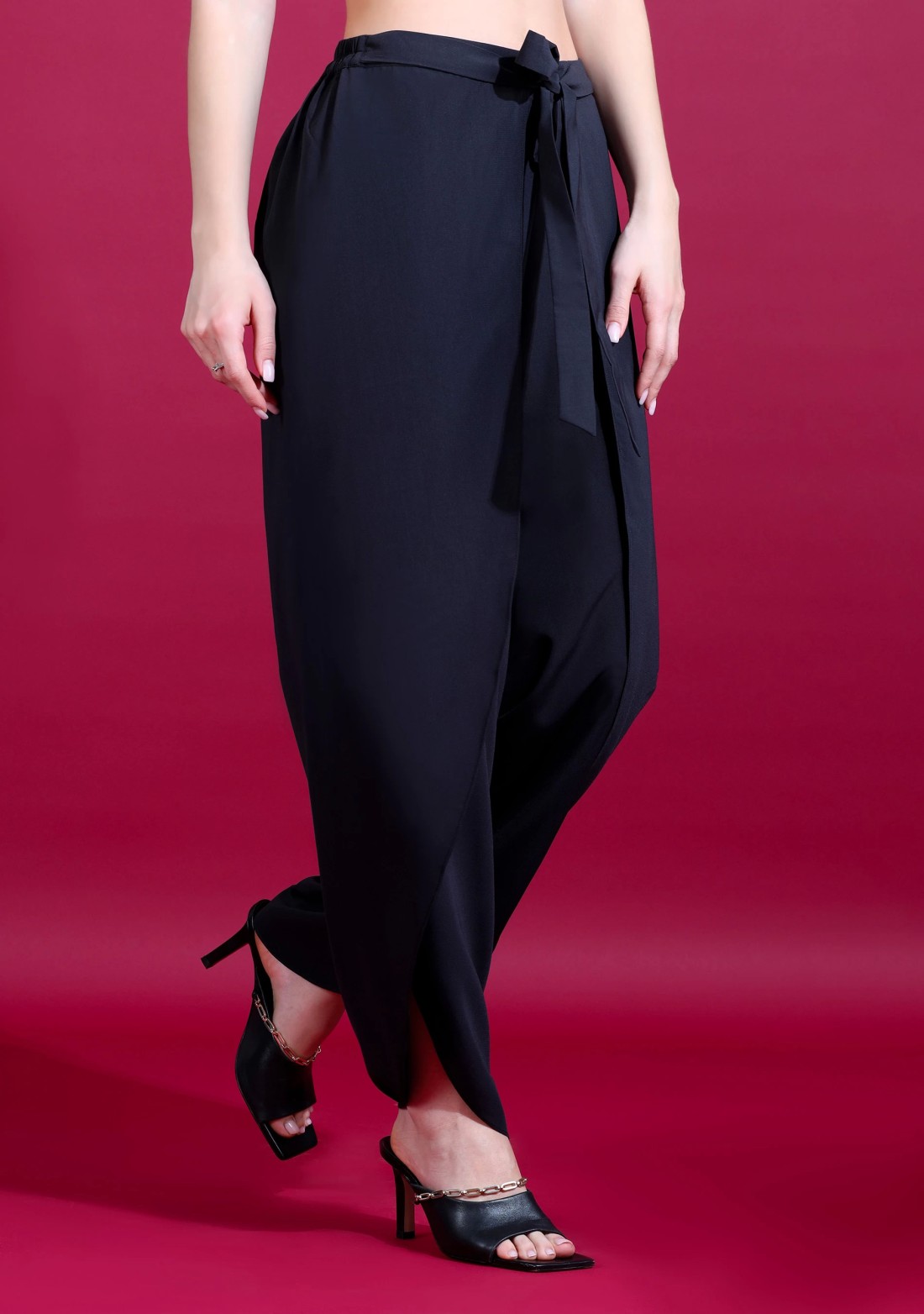 Black Wrap Around Heavy Georgette Pant