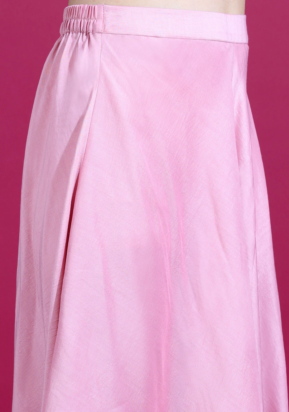 Soft Pink Asymmetrical Flared Pants