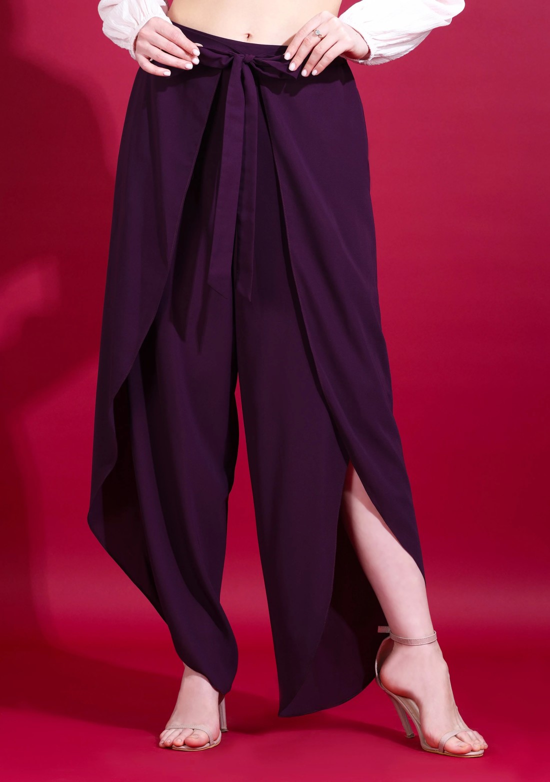 Purple Wrap Around Heavy Georgette Pant