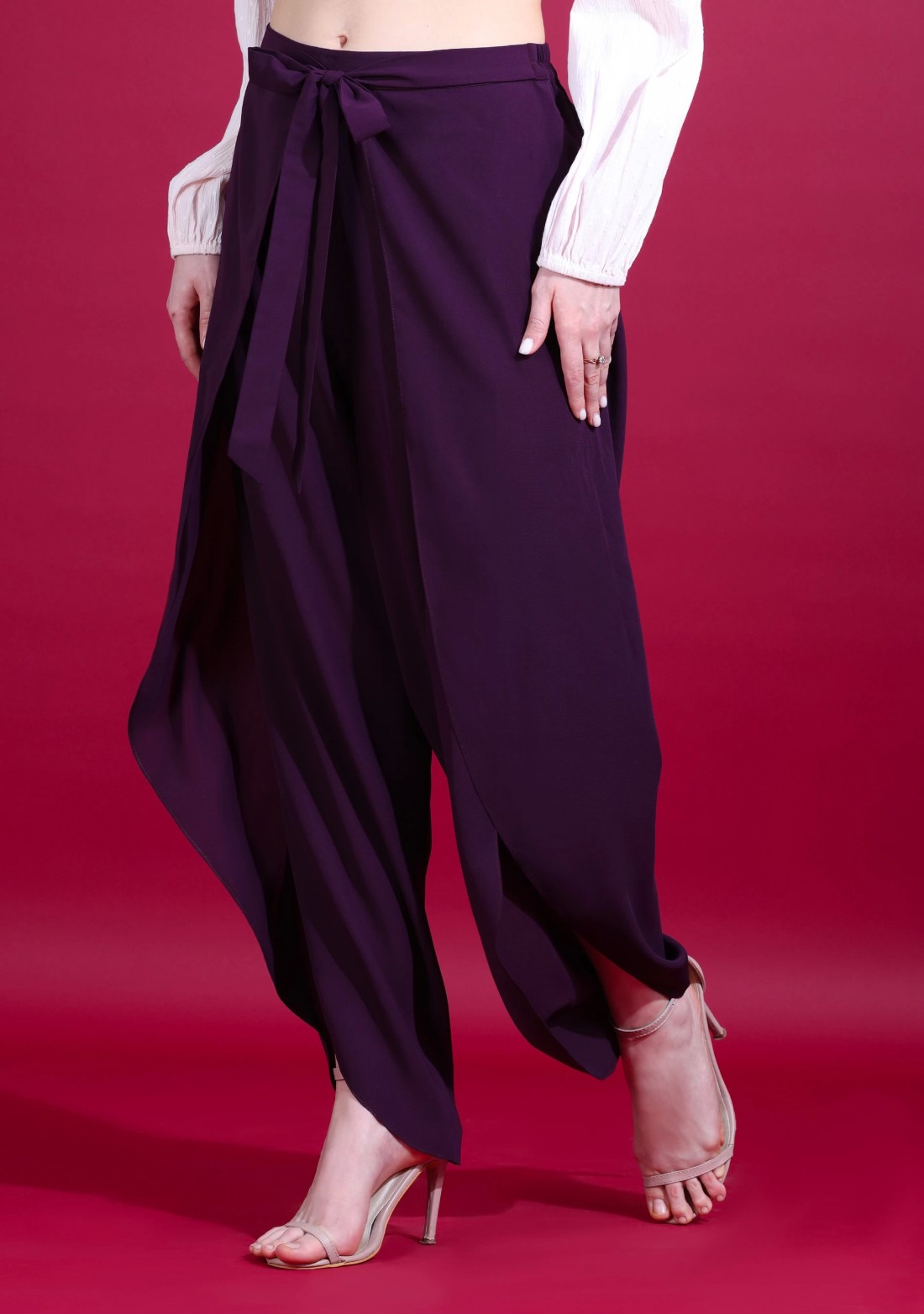 Purple Wrap Around Heavy Georgette Pant