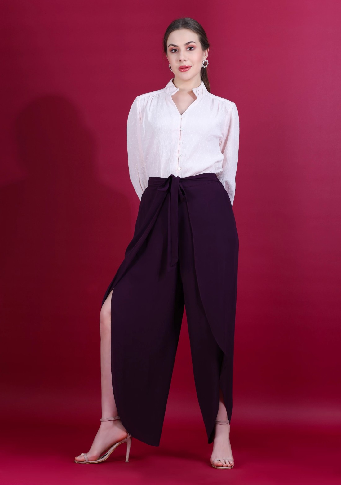 Purple Wrap Around Heavy Georgette Pant