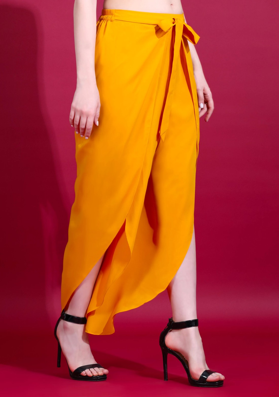 Mustard Wrap Around Heavy Georgette Pant