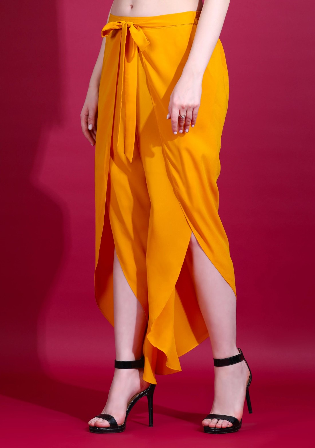 Mustard Wrap Around Heavy Georgette Pant