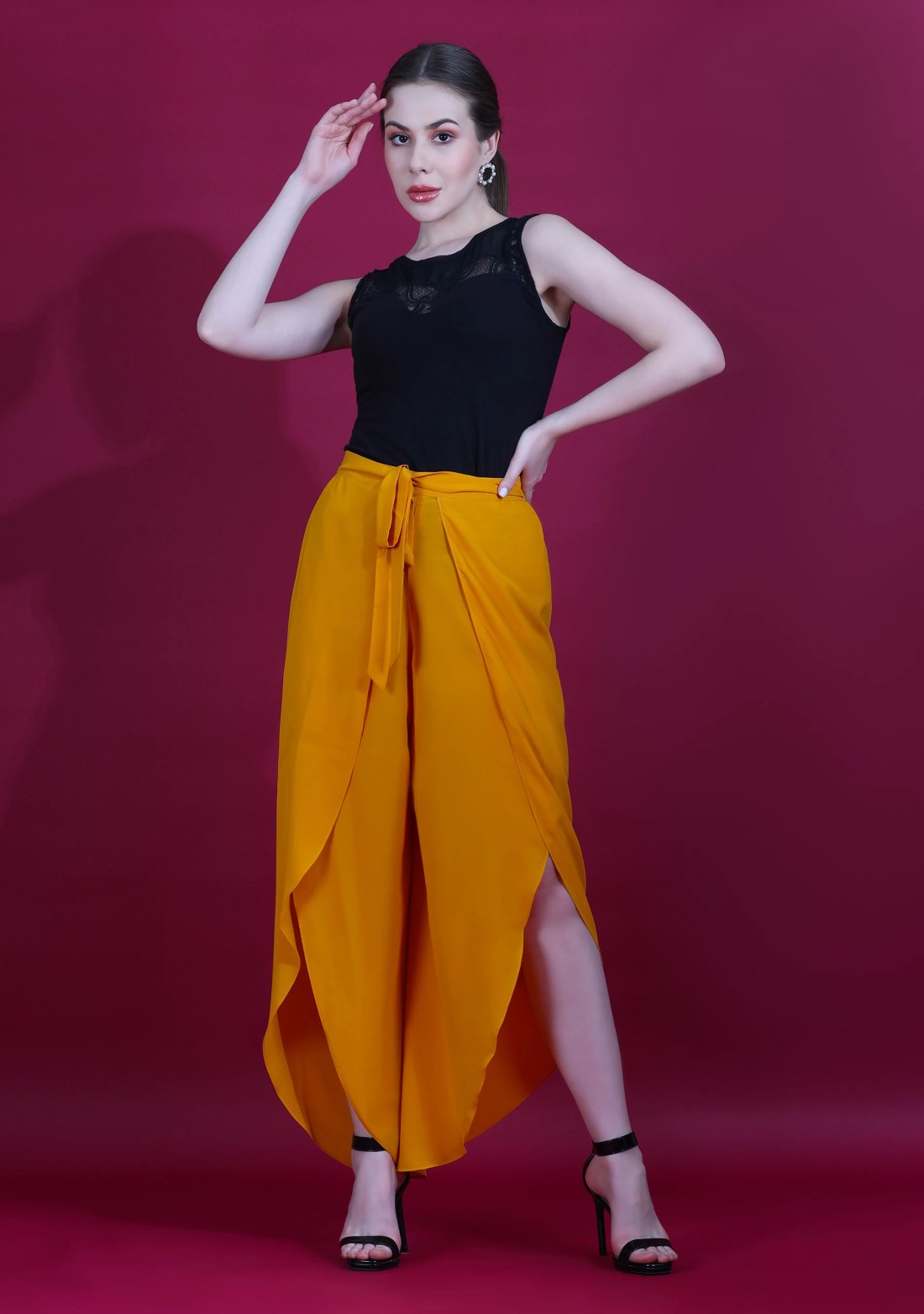 Mustard Wrap Around Heavy Georgette Pant