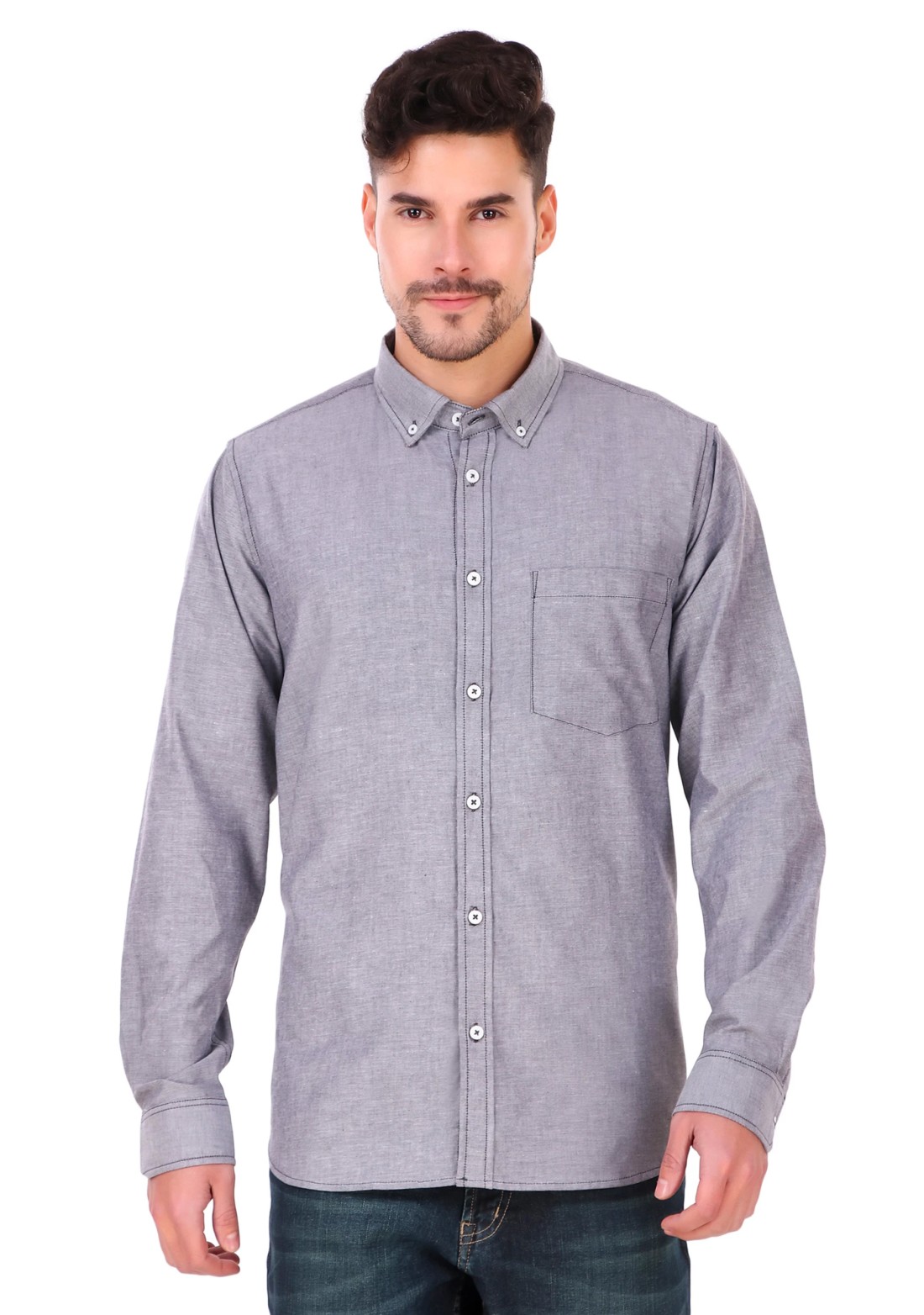 Light Grey Regular Fit Men's Oxford Shirt