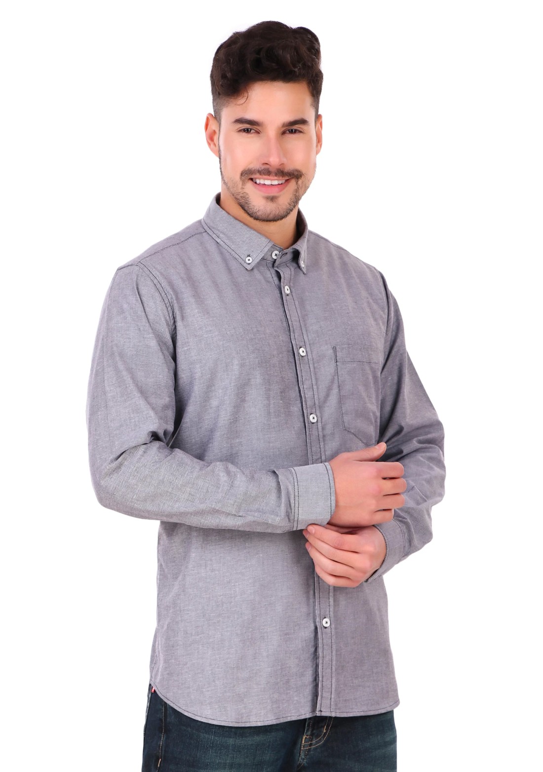 Light Grey Regular Fit Men's Oxford Shirt