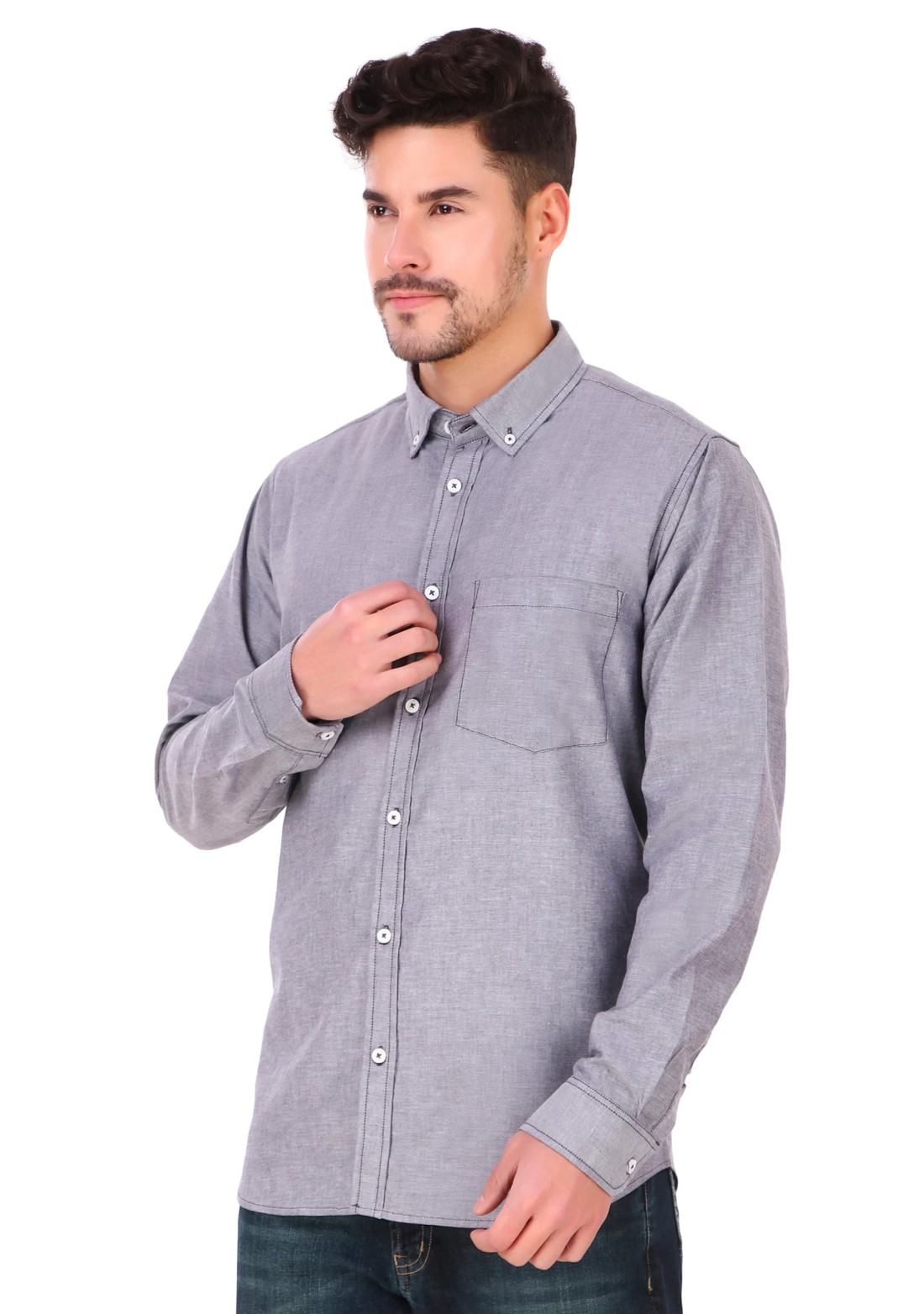 Light Grey Regular Fit Men's Oxford Shirt