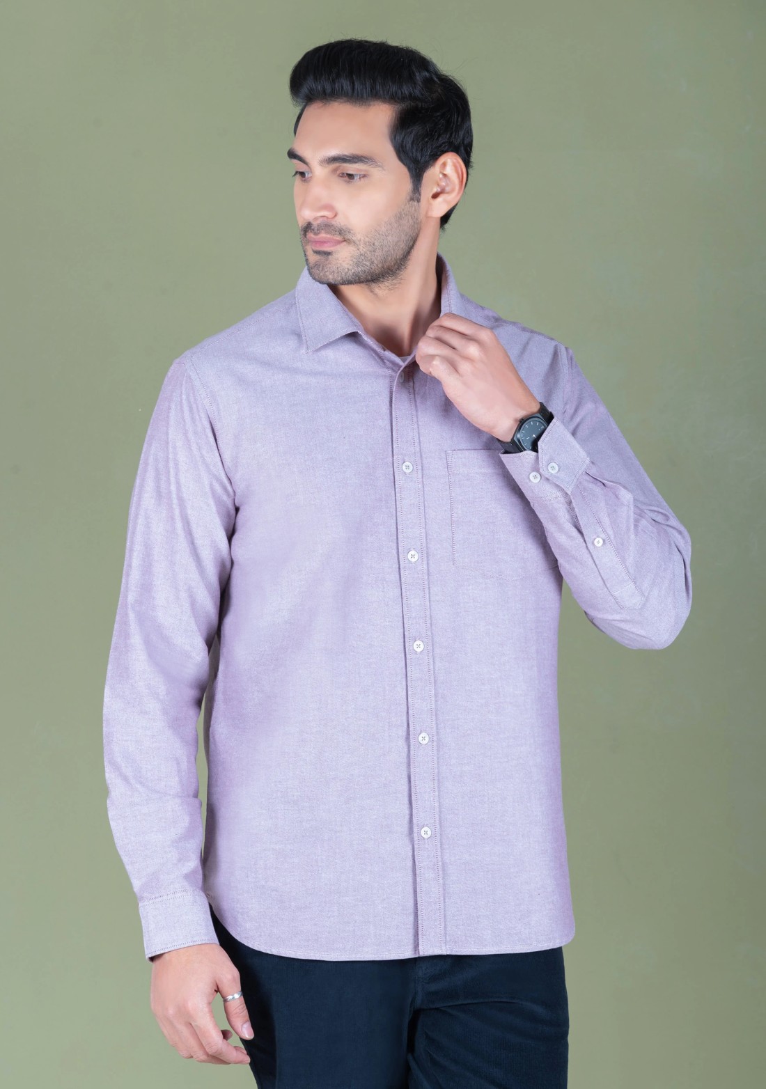 Light Mauve Regular Fit Men's Oxford Shirt