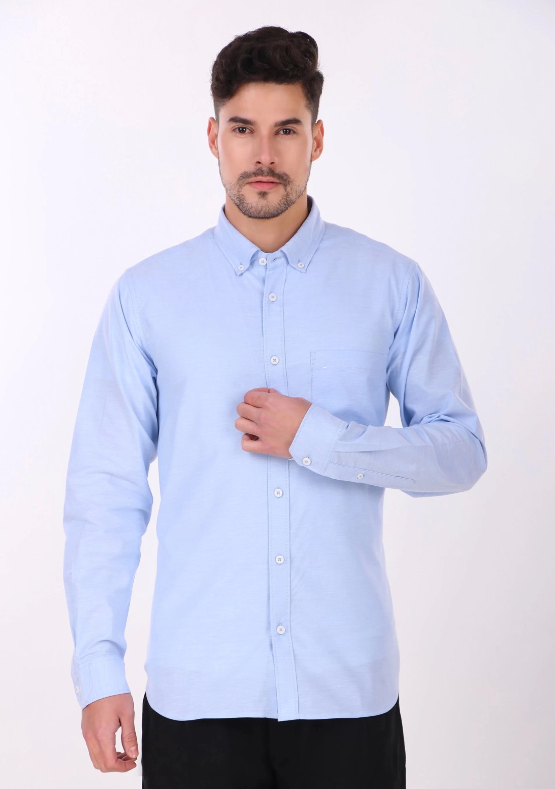 Sky Blue Regular Fit Men's Oxford Shirt