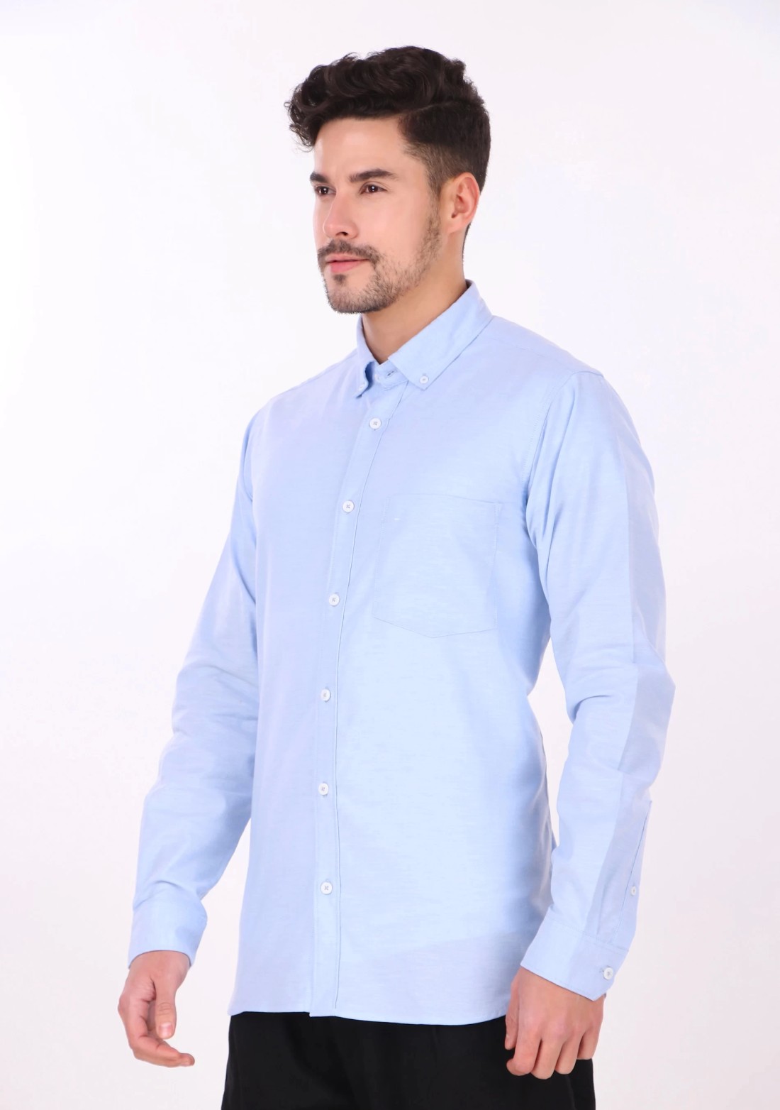 Sky Blue Regular Fit Men's Oxford Shirt