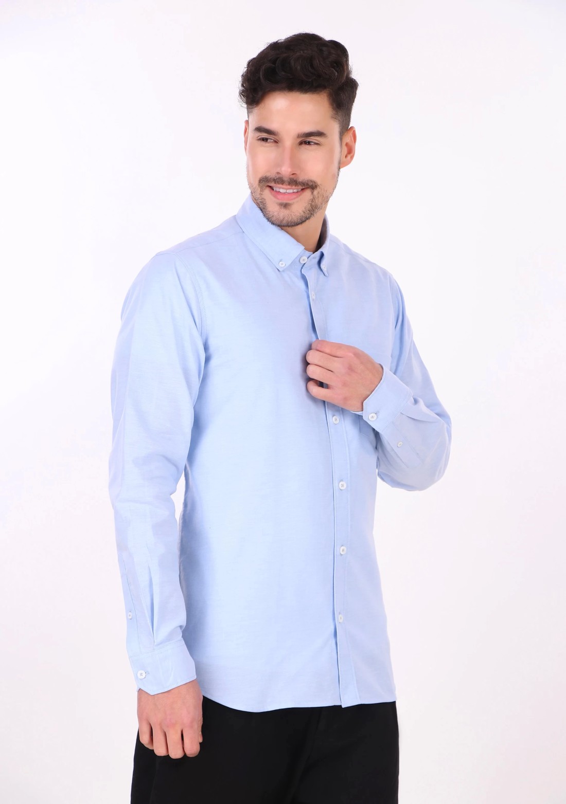 Sky Blue Regular Fit Men's Oxford Shirt