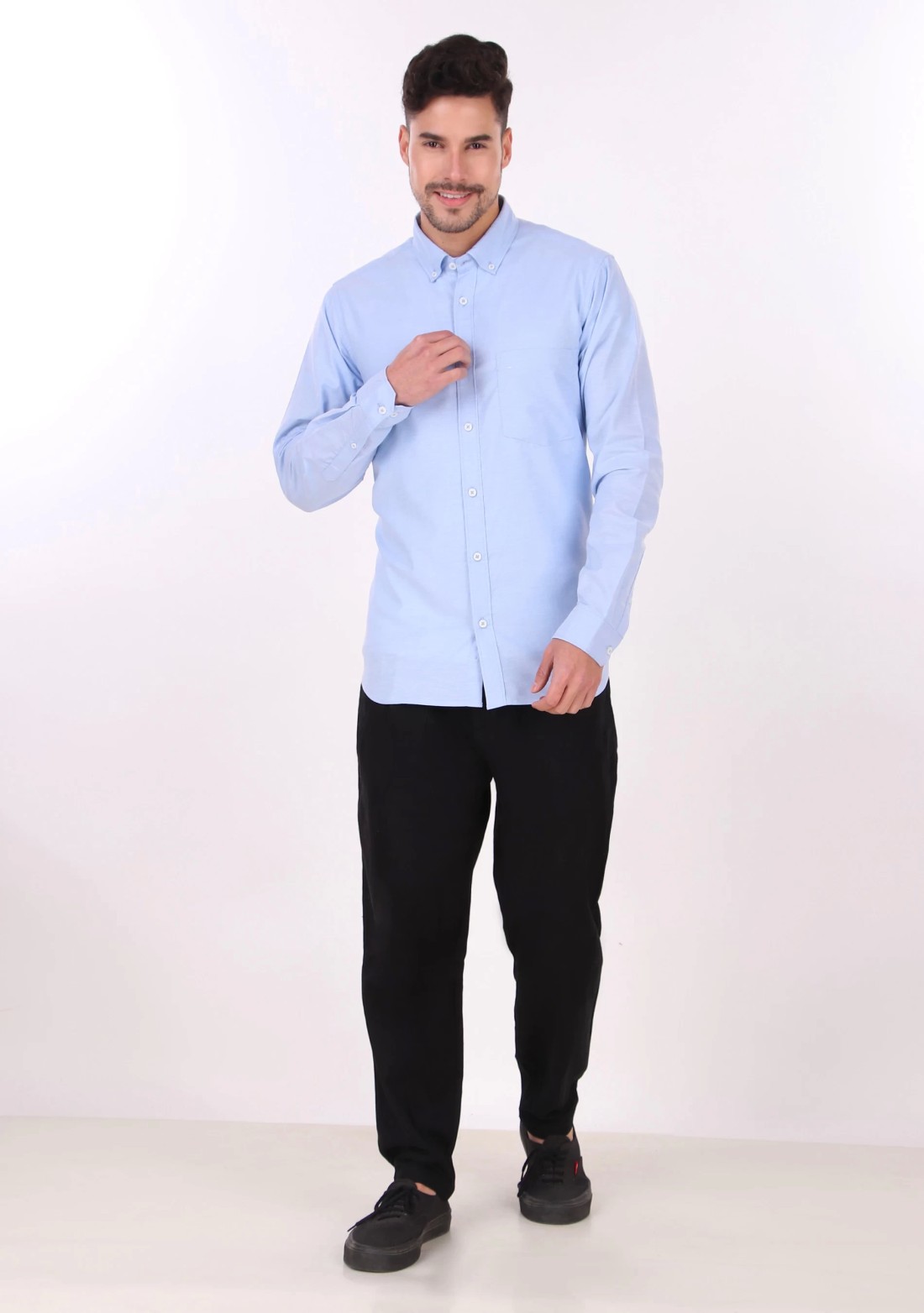 Sky Blue Regular Fit Men's Oxford Shirt