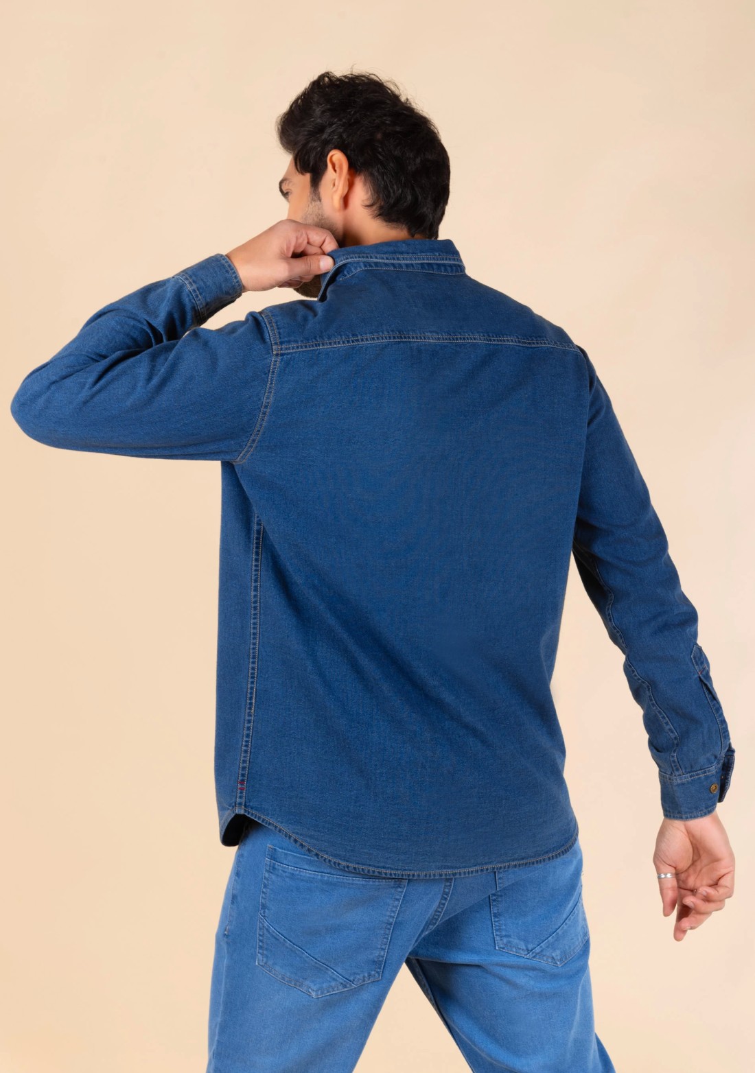 Blue Regular Fit Men's Denim Shirt