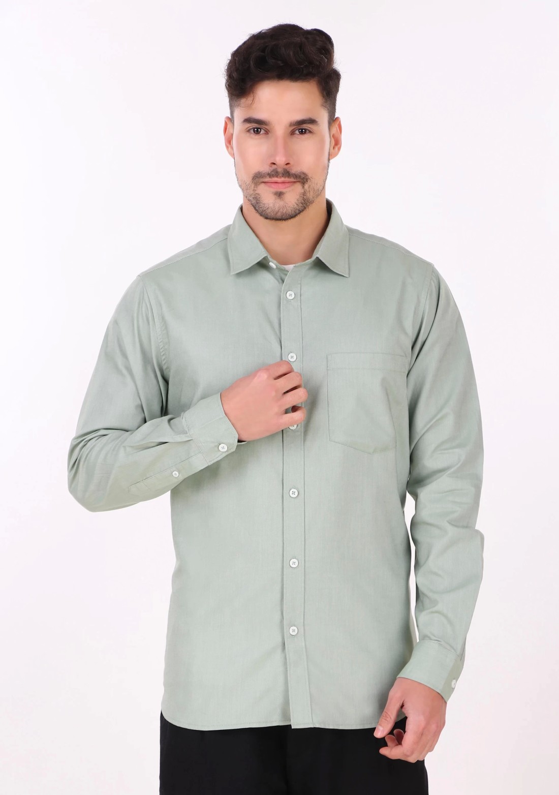 Light Green Regular Fit Men's Oxford Shirt