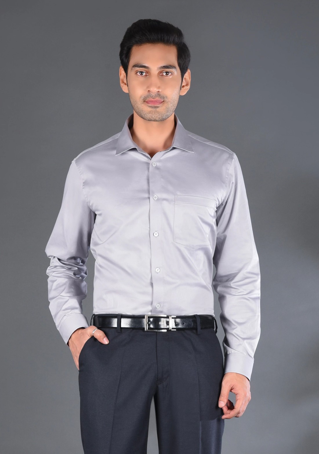 Light Grey Fine Giza Cotton Men's Formal Shirt