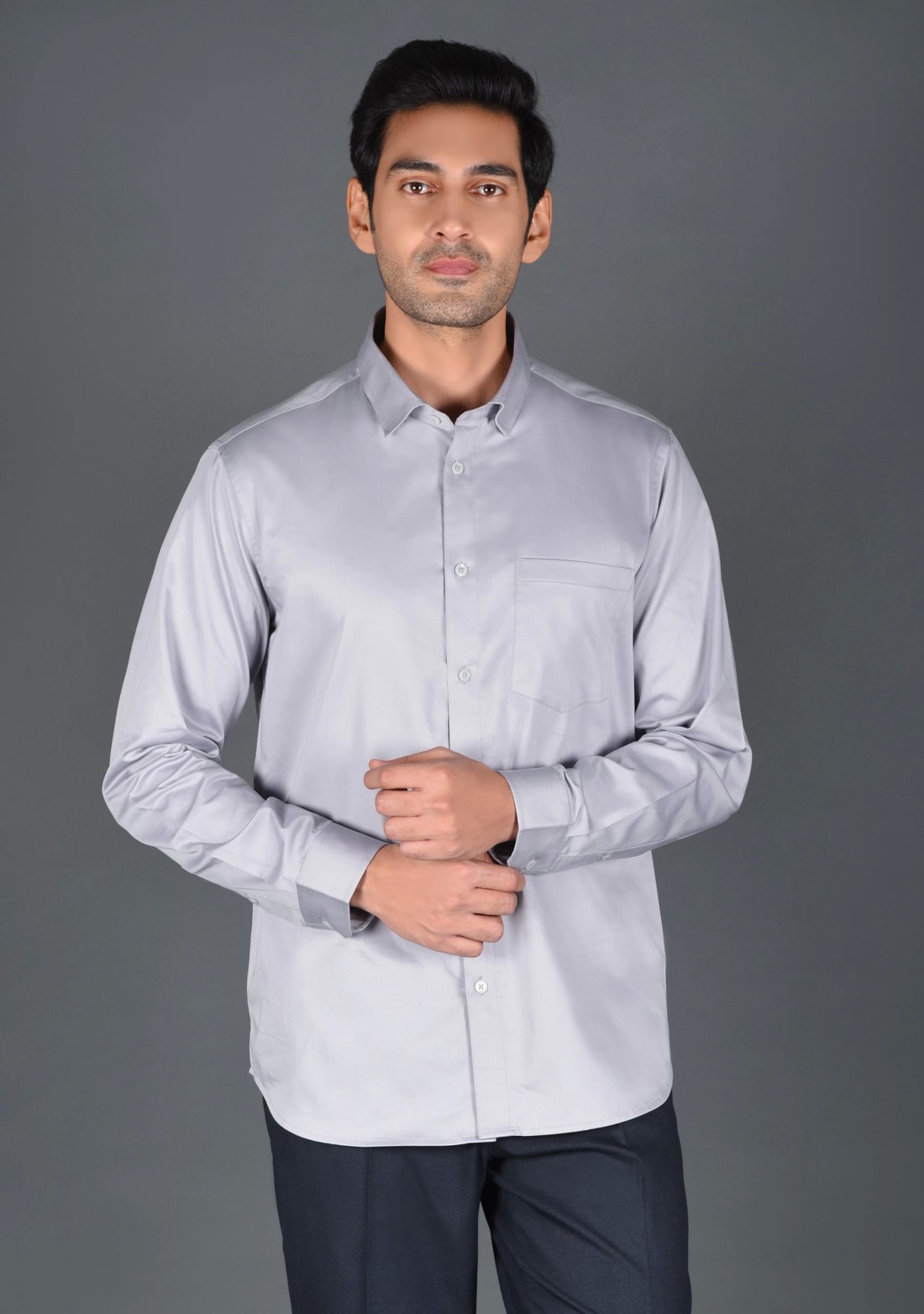 Light Grey Fine Giza Cotton Men's Formal Shirt