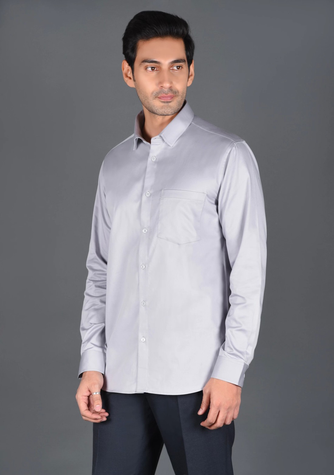 Light Grey Fine Giza Cotton Men's Formal Shirt