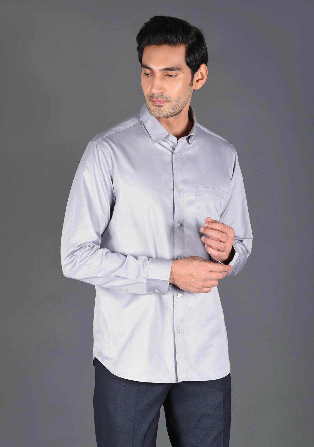 Light Grey Fine Giza Cotton Men's Formal Shirt