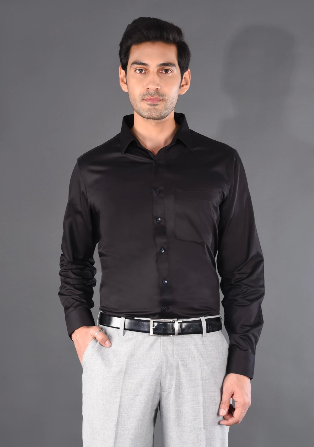 Black Fine Giza Cotton Men's Formal Shirt