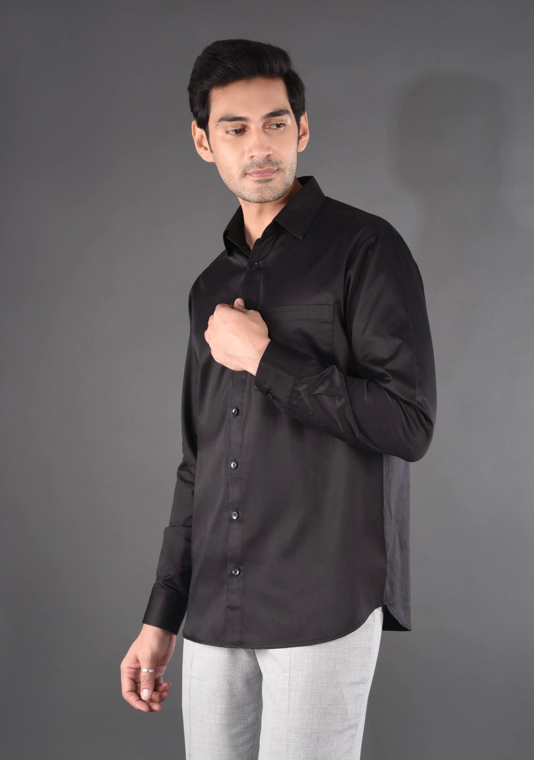 Black Fine Giza Cotton Men's Formal Shirt