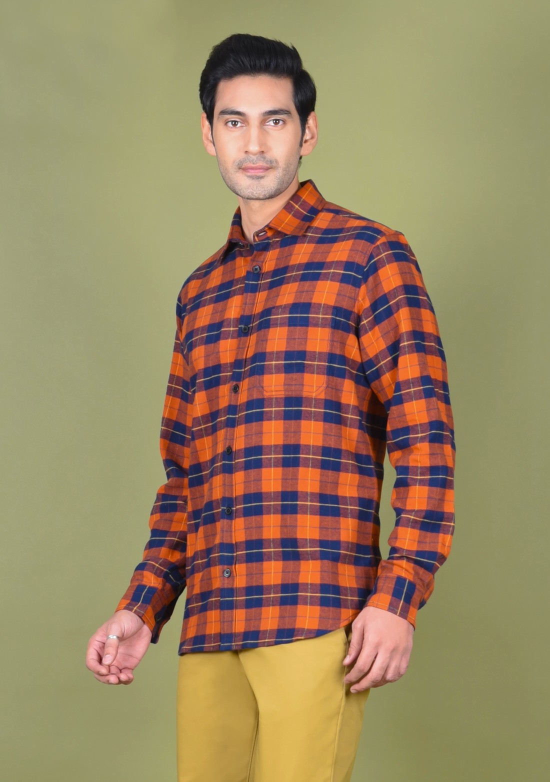 Rust Check Flannel Regular Fit Men's Shirt