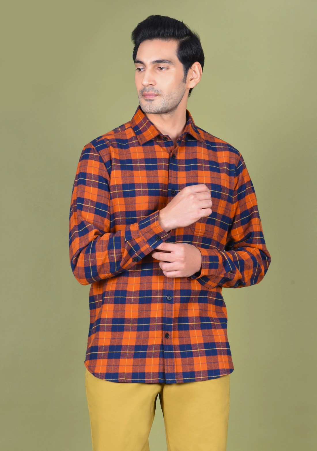 Rust Check Flannel Regular Fit Men's Shirt