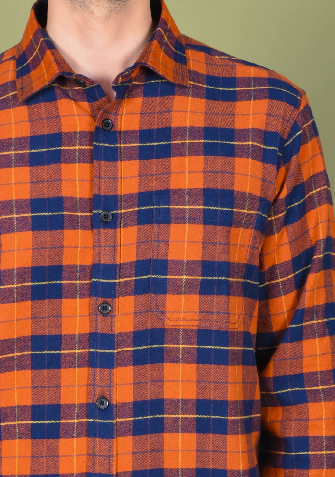 Rust Check Flannel Regular Fit Men's Shirt