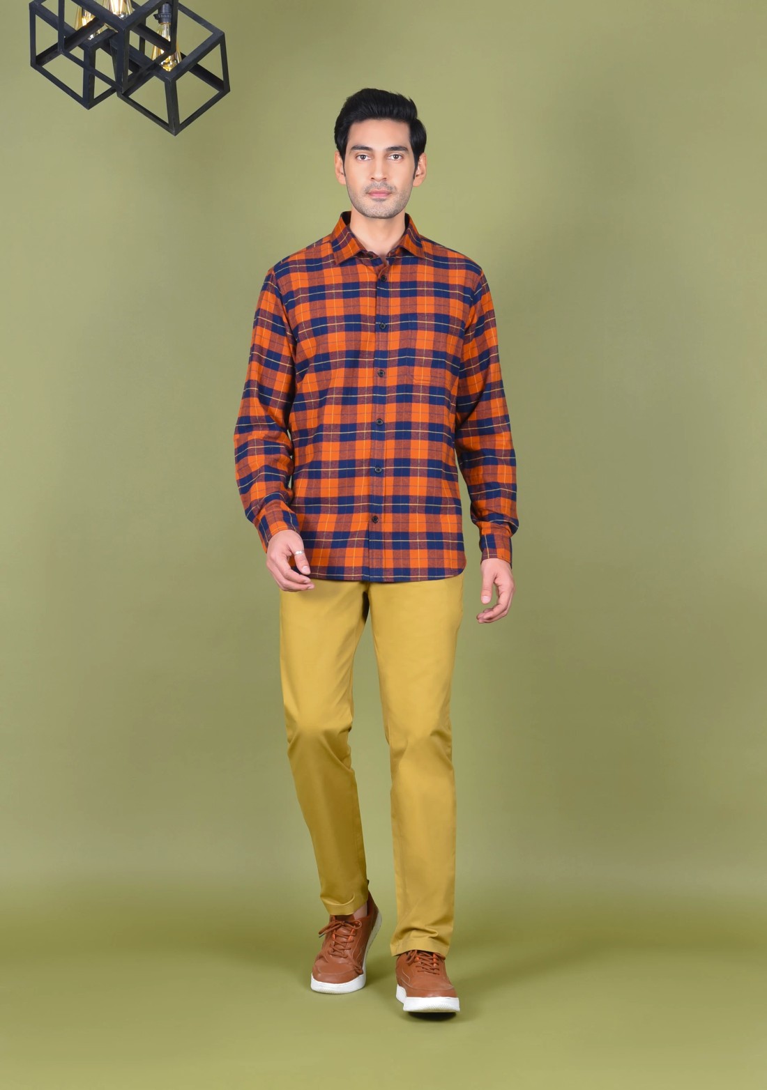 Rust Check Flannel Regular Fit Men's Shirt