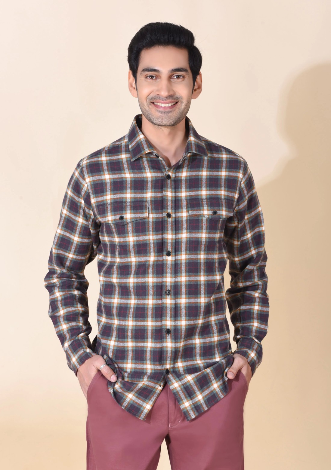 Brown Flannel Regular Fit Men's Shirt