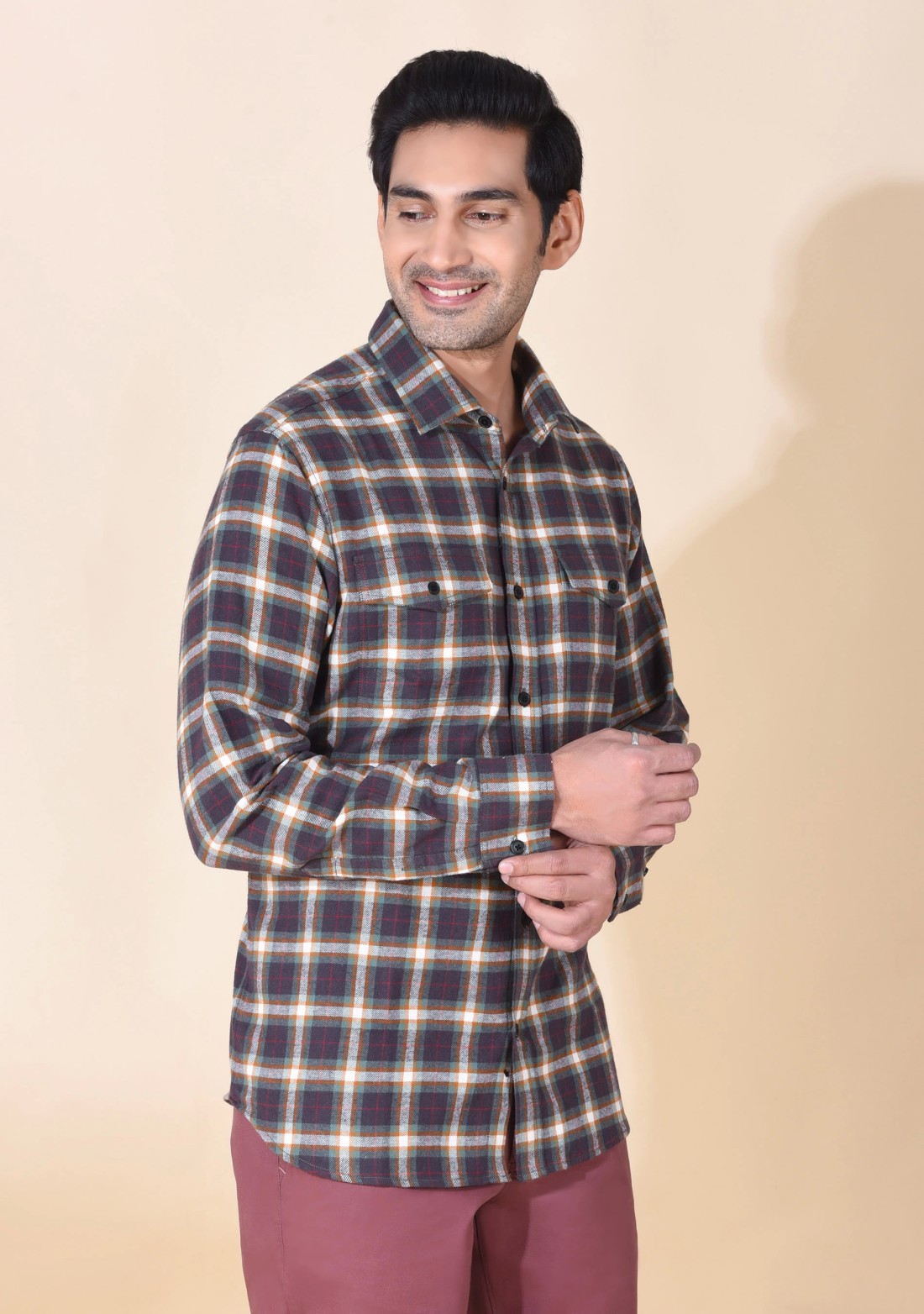 Brown Flannel Regular Fit Men's Shirt