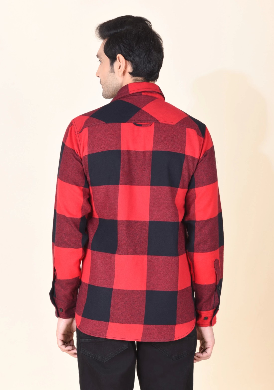 Red and Black Flannel Regular Fit Men's Shirt