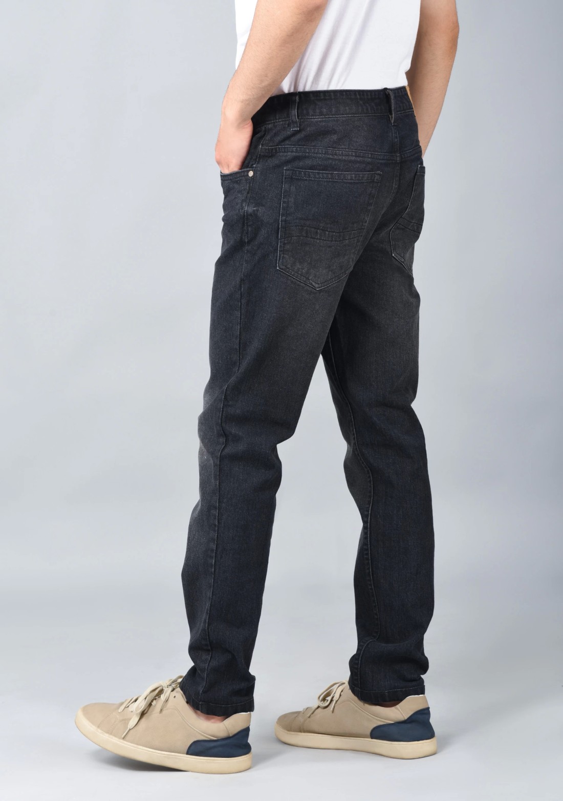 Carbon Black Regular Fit Men's Cotton Jeans