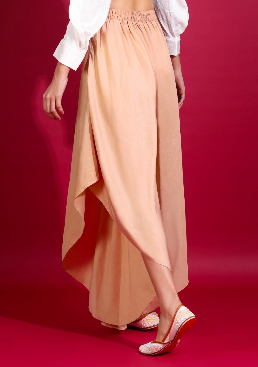 Champagne Asymmetrical Flared Pants