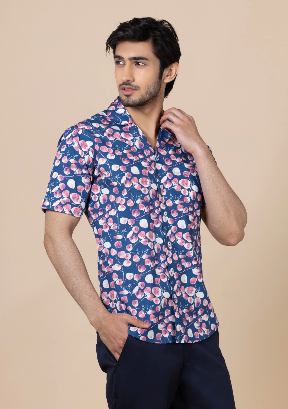 Multicolor Floral Print Slim Fit Men's Holiday Shirt