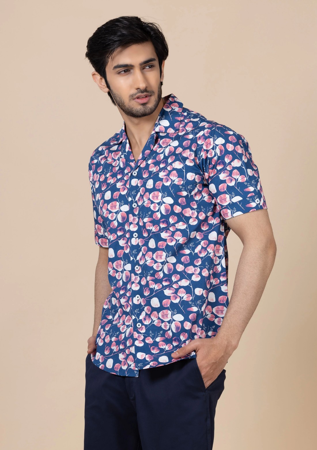 Multicolor Floral Print Slim Fit Men's Holiday Shirt