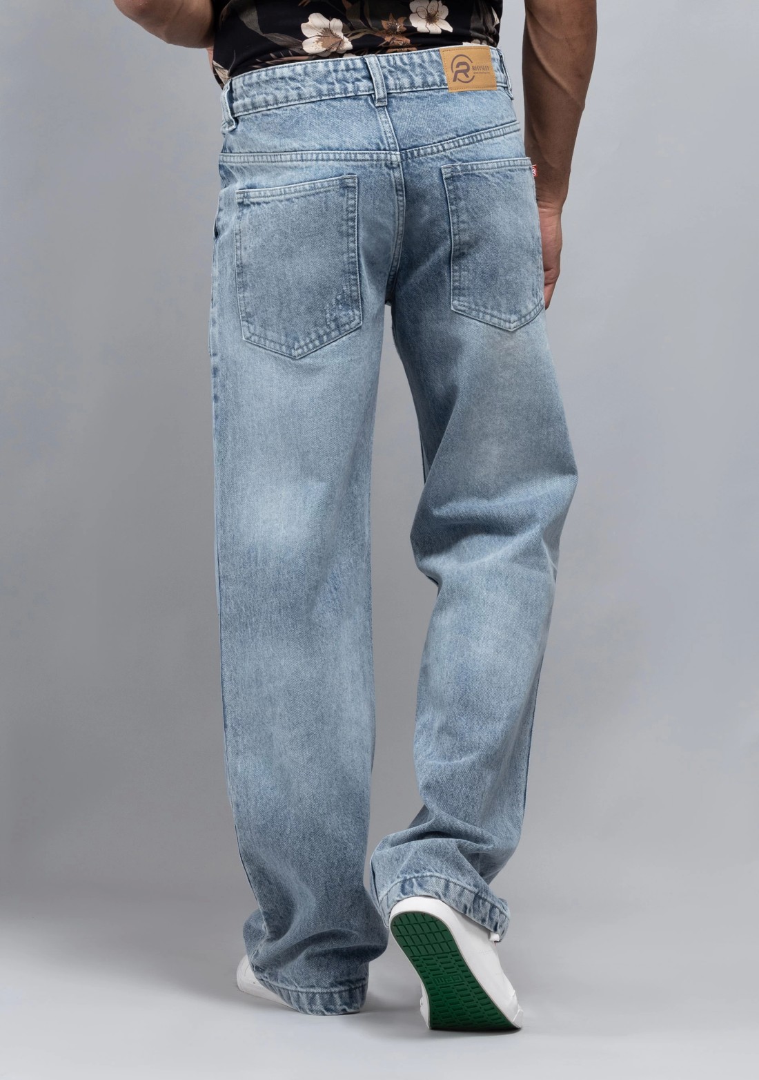 Sky Blue Wide Leg Cotton Fashion Jeans