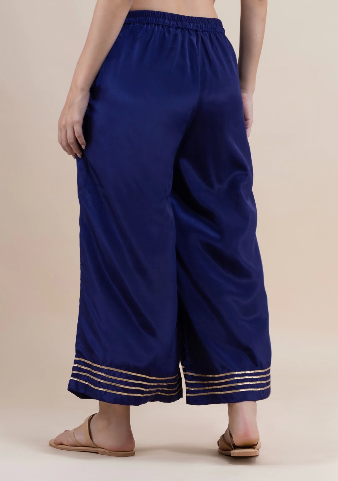 Navy Golden Gota Lace Flared Pants