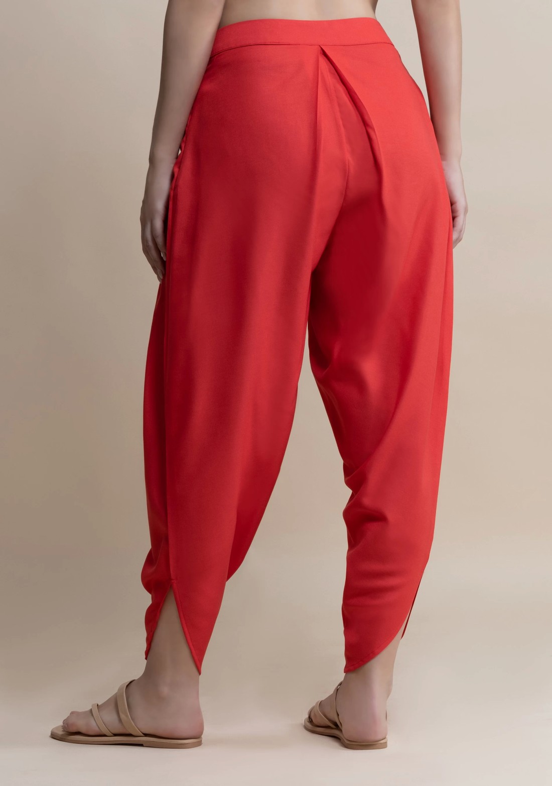 Coral Rayon Pleated Dhoti Pants