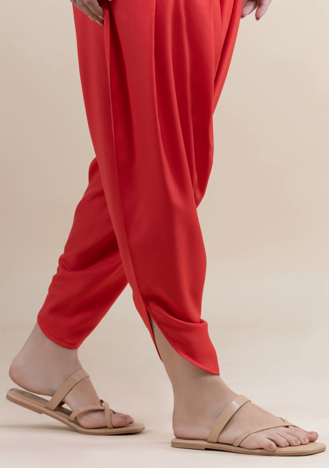 Coral Rayon Pleated Dhoti Pants