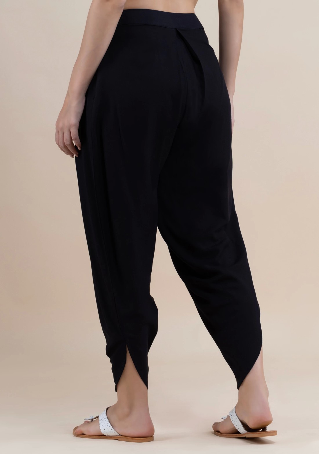 Black Rayon Pleated Dhoti Pants