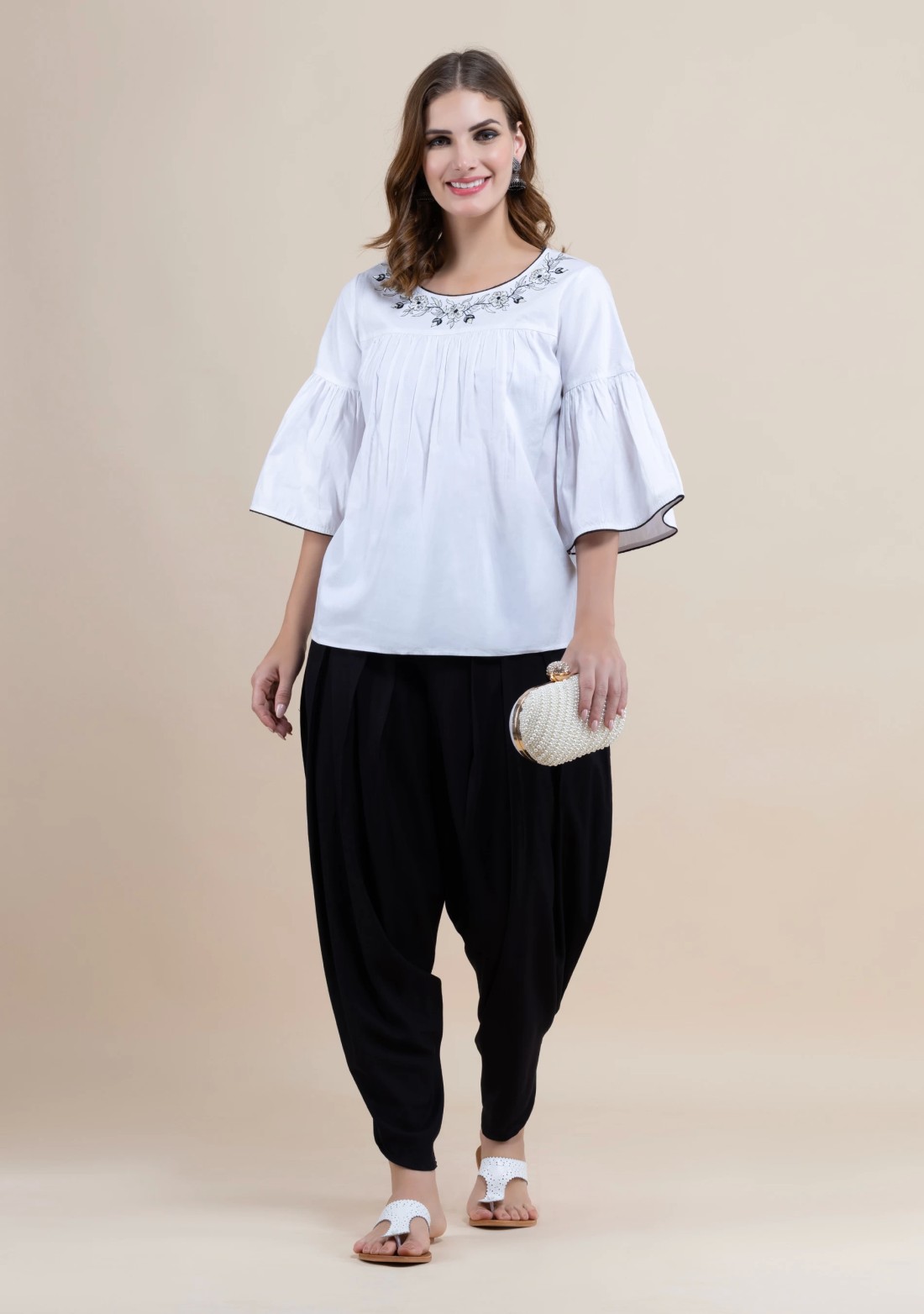 Black Rayon Pleated Dhoti Pants