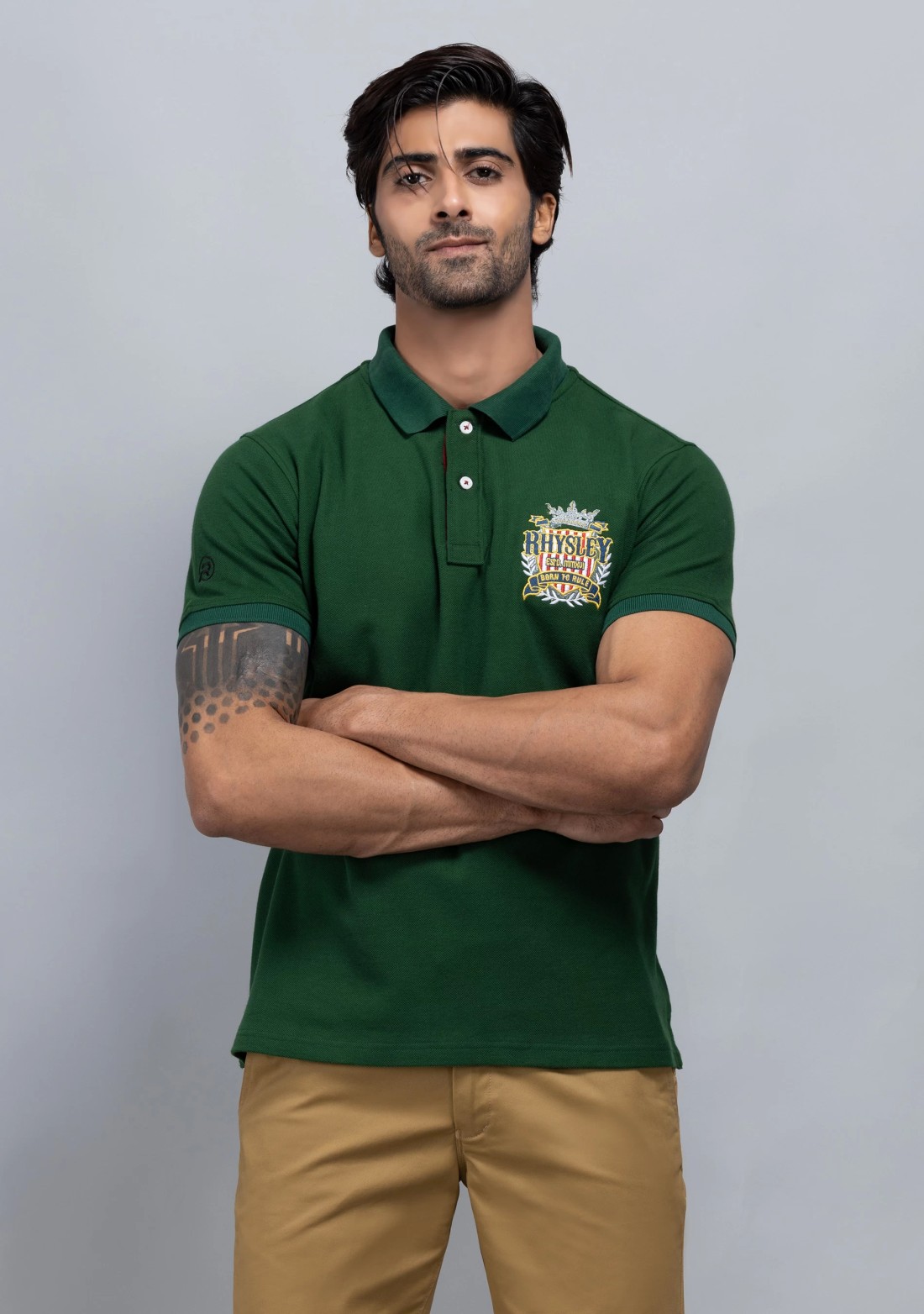 Green Regular Fit Men's Cotton Polo T-Shirt