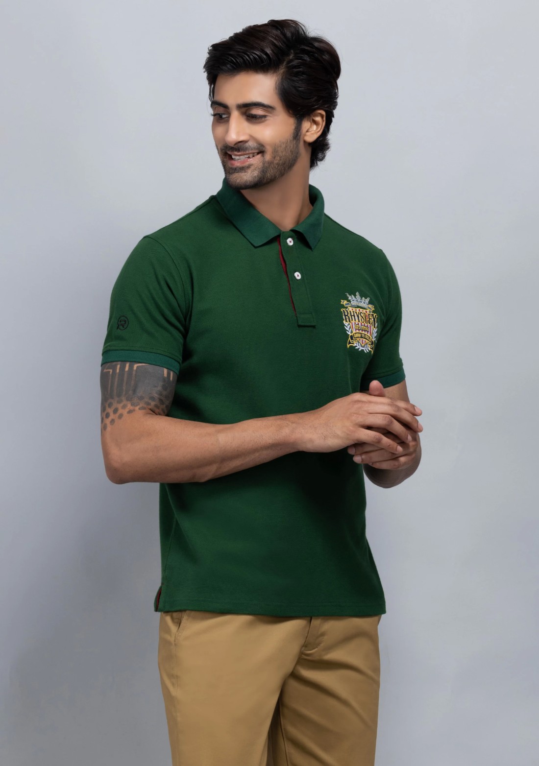 Green Regular Fit Men's Cotton Polo T-Shirt